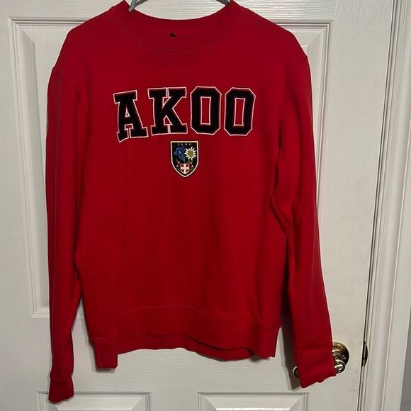 🔥🔥AKOO Brand Red Crew Neck Embroidered Sweater Crewneck Sweatshirt - Men Sz L - Picture 2 of 8